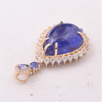 9K Gold 15.28 Ct Pear Tanzanite Pendant