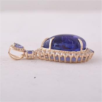 9K Gold 15.28 Ct Pear Tanzanite Pendant