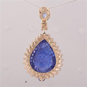 9K Gold 15.28 Ct Pear Tanzanite Pendant