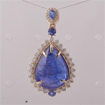 9K Gold 15.28 Ct Pear Tanzanite Pendant