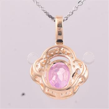 9K Gold 1.53 Ct Oval Pink Topaz Pendant