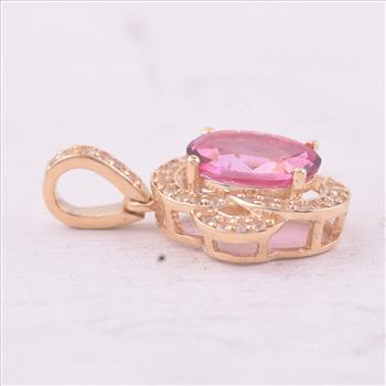 9K Gold 1.53 Ct Oval Pink Topaz Pendant