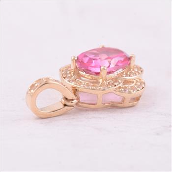 9K Gold 1.53 Ct Oval Pink Topaz Pendant