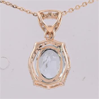 9K Gold 1.55 Ct Oval Blue Topaz Pendant