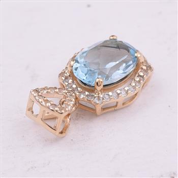 9K Gold 1.55 Ct Oval Blue Topaz Pendant