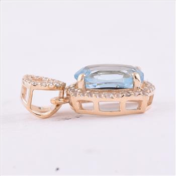 9K Gold 1.55 Ct Oval Blue Topaz Pendant