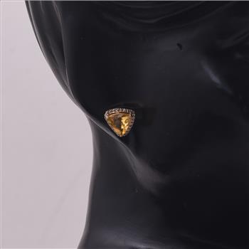 9K Gold 1.56 Ct Trillion Br.Fire Opal Earrings