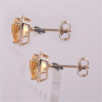 9K Gold 1.56 Ct Trillion Br.Fire Opal Earrings