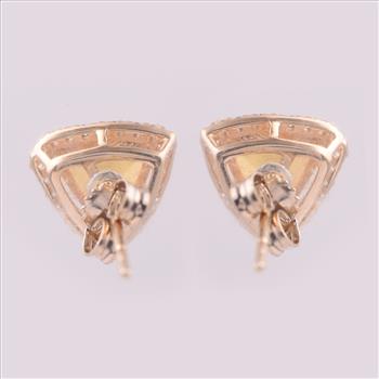 9K Gold 1.56 Ct Trillion Br.Fire Opal Earrings