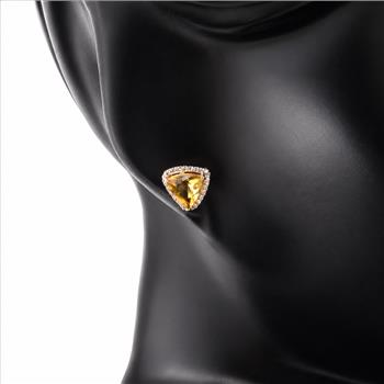9K Gold 1.56 Ct Trillion Br.Fire Opal Earrings