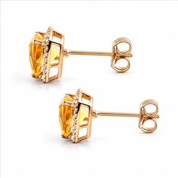 9K Gold 1.56 Ct Trillion Br.Fire Opal Earrings