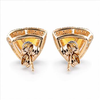 9K Gold 1.56 Ct Trillion Br.Fire Opal Earrings