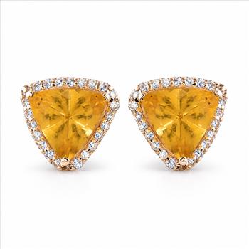 9K Gold 1.56 Ct Trillion Br.Fire Opal Earrings