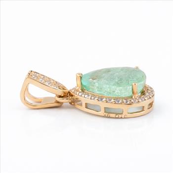 9K Gold 1.58 Ct Pear Emerald Pendant