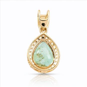 9K Gold 1.58 Ct Pear Emerald Pendant