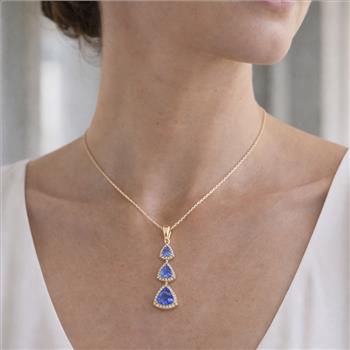 9K Gold 1.59 Ct Trillion Tanzanite Pendant
