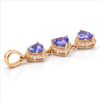 9K Gold 1.59 Ct Trillion Tanzanite Pendant