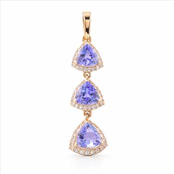 9K Gold 1.59 Ct Trillion Tanzanite Pendant