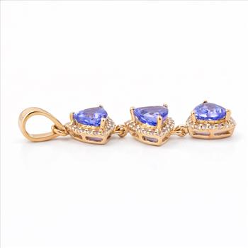 9K Gold 1.59 Ct Trillion Tanzanite Pendant