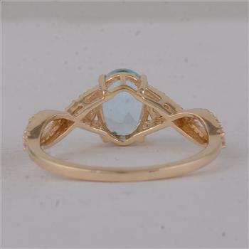 9K Gold 1.60 Ct Oval Blue Topaz Ring  7 US Ring Size
