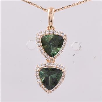 9K Gold 1.61 Ct Trillion Tourmaline Pendant