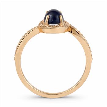 9K Gold 1.63 Ct Oval Sapphire Ring 7 US Ring Size