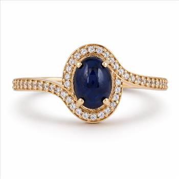 9K Gold 1.63 Ct Oval Sapphire Ring 7 US Ring Size