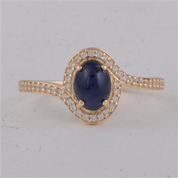 9K Gold 1.63 Ct Oval Sapphire Ring 7 US Ring Size