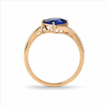 9K Gold 1.65 Ct Cushion Sapphire Ring 7 US Ring Size