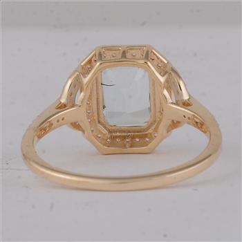 9K Gold 1.65 Ct Octagon Aquamarine Ring 7 US Ring Size
