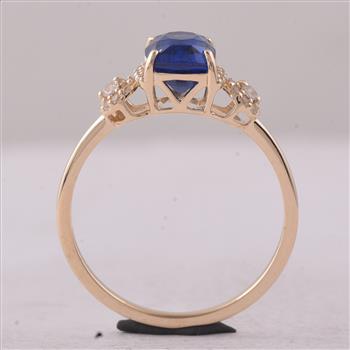 9K Gold 1.68 Ct Cushion Sapphire Ring 7 US Ring Size