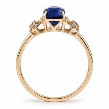 9K Gold 1.68 Ct Cushion Sapphire Ring 7 US Ring Size