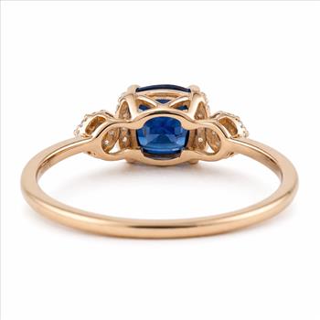 9K Gold 1.68 Ct Cushion Sapphire Ring 7 US Ring Size