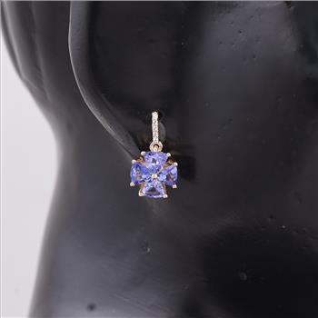 9K Gold 1.68 Ct Trillion Tanzanite Earrings
