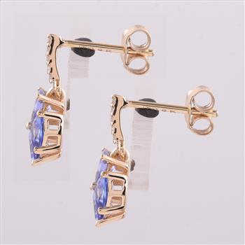 9K Gold 1.68 Ct Trillion Tanzanite Earrings