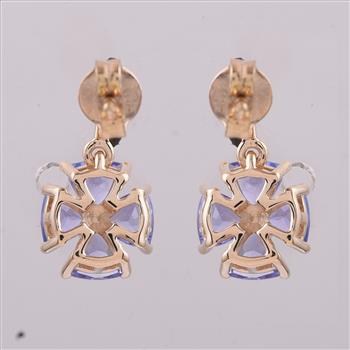 9K Gold 1.68 Ct Trillion Tanzanite Earrings
