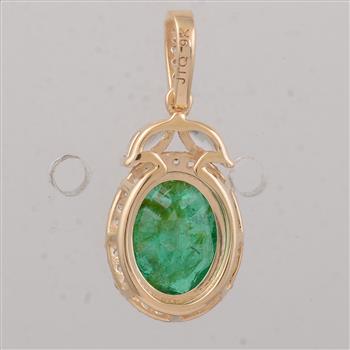 9K Gold 1.71 Ct Oval Emerald Pendant