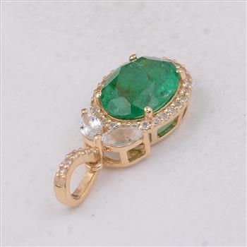 9K Gold 1.71 Ct Oval Emerald Pendant