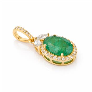 9K Gold 1.71 Ct Oval Emerald Pendant