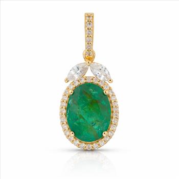 9K Gold 1.71 Ct Oval Emerald Pendant