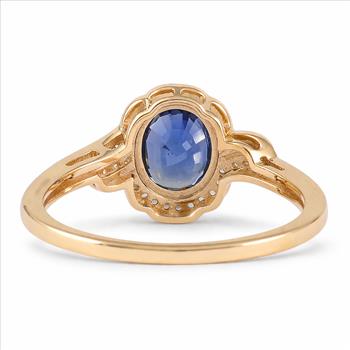 9K Gold 1.72 Ct Oval Sapphire Ring 7 US Ring Size