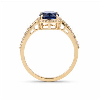 9K Gold 1.72 Ct Oval Sapphire Ring 7 US Ring Size