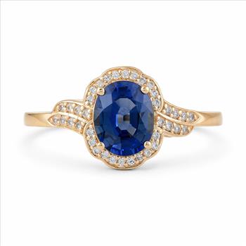 9K Gold 1.72 Ct Oval Sapphire Ring 7 US Ring Size