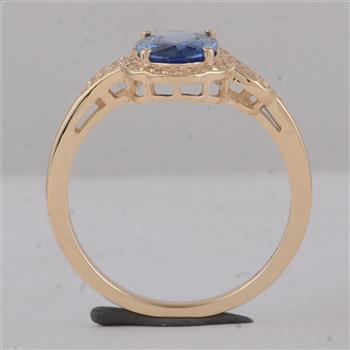 9K Gold 1.72 Ct Oval Sapphire Ring 7 US Ring Size