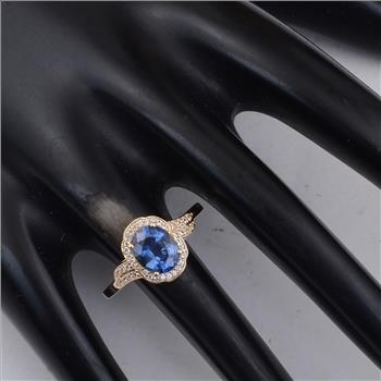 9K Gold 1.72 Ct Oval Sapphire Ring 7 US Ring Size