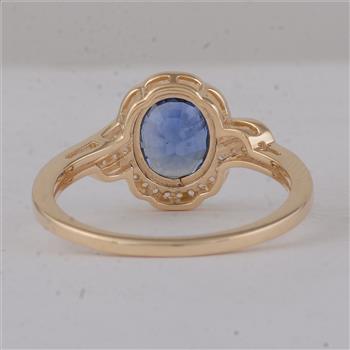 9K Gold 1.72 Ct Oval Sapphire Ring 7 US Ring Size