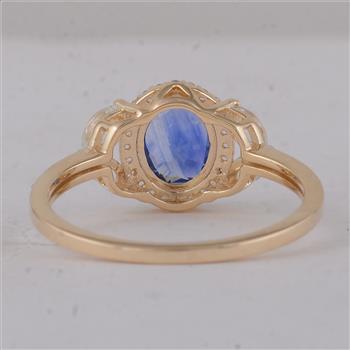 9K Gold 1.79 Ct Oval Sapphire Ring 7 US Ring Size