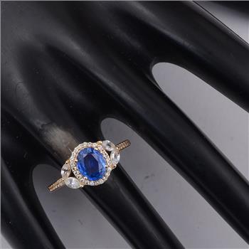 9K Gold 1.79 Ct Oval Sapphire Ring  7 US Ring Size