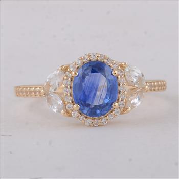 9K Gold 1.79 Ct Oval Sapphire Ring  7 US Ring Size