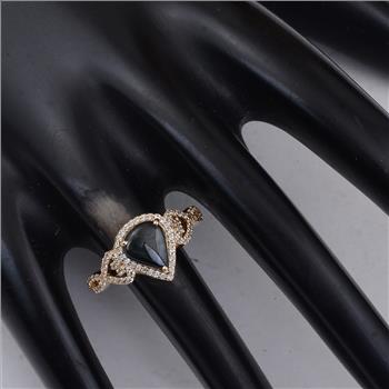 9K Gold 1.84 Ct Pear Tourmaline Ring 7 US Ring Size